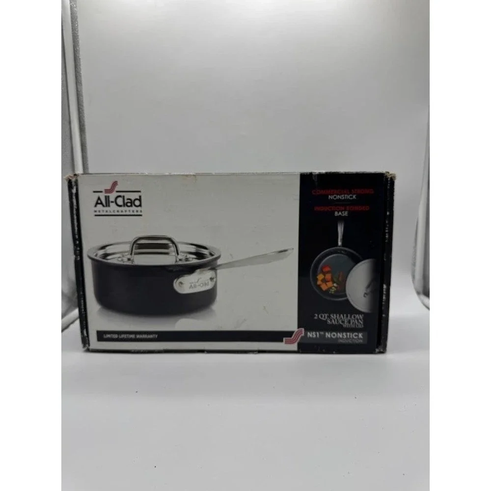 All-Clad NS1 Nonstick 2 Qt Shallow Sauce Pan with Lid Hard Anodized E1022364